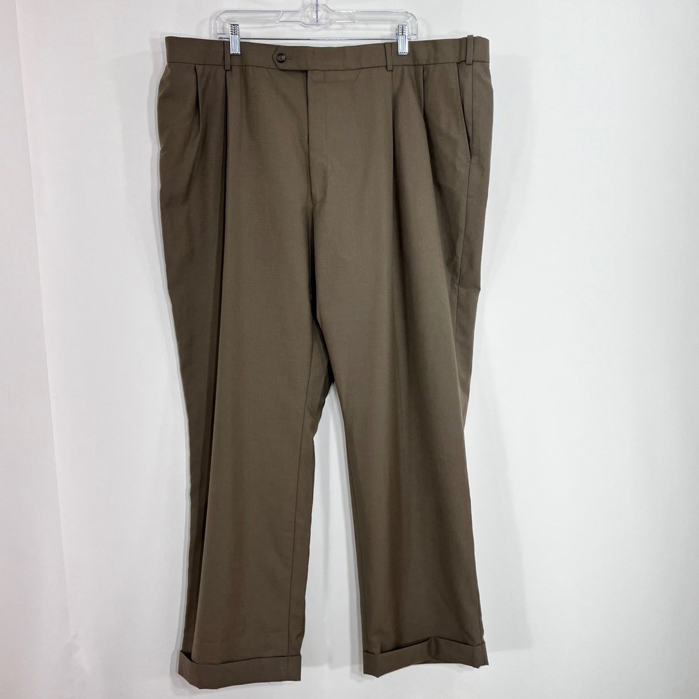 Bert Pulitzer Americana Collection Brown Pleated Cuffed Dress Pants 46W 32L